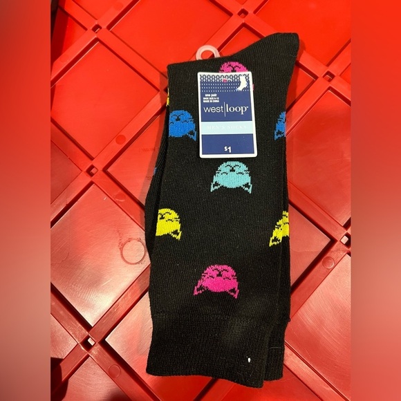 NEW NWT mens black cat socks 6-12‎ crew length - Picture 2 of 3